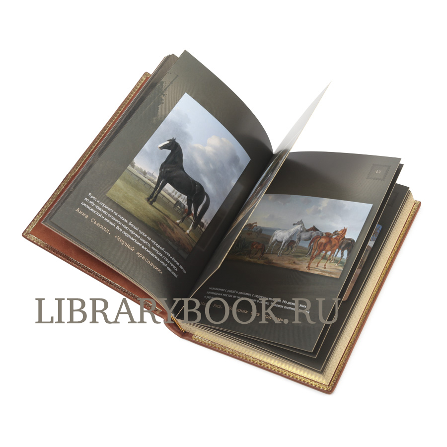 Эксклюзивное издание книги Лошади. Старинные открытки и иллюстрации в кожаном переплете