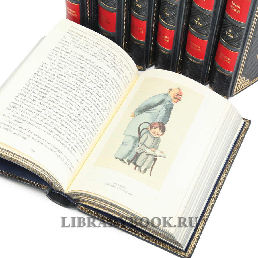 Коллекционное издание книги Антон Чехов Собрание сочинений в 10 томах в кожаном переплете
