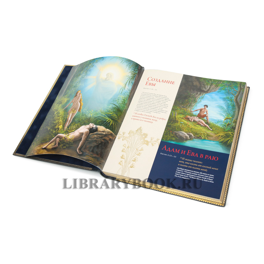 Подарочная книга Библия. Книги Священного Писания Ветхого и Нового Завета. С полным циклом иллюстраций Гюстава Доре в кожаном переплете