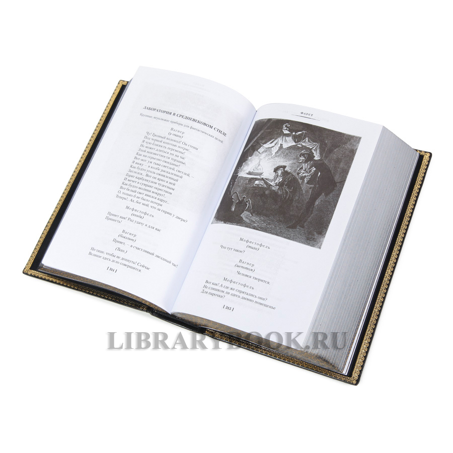 Коллекционное издание книги Иоганн Вольфганг Гёте Фауст. Страдания юного Вертера в кожаном переплете