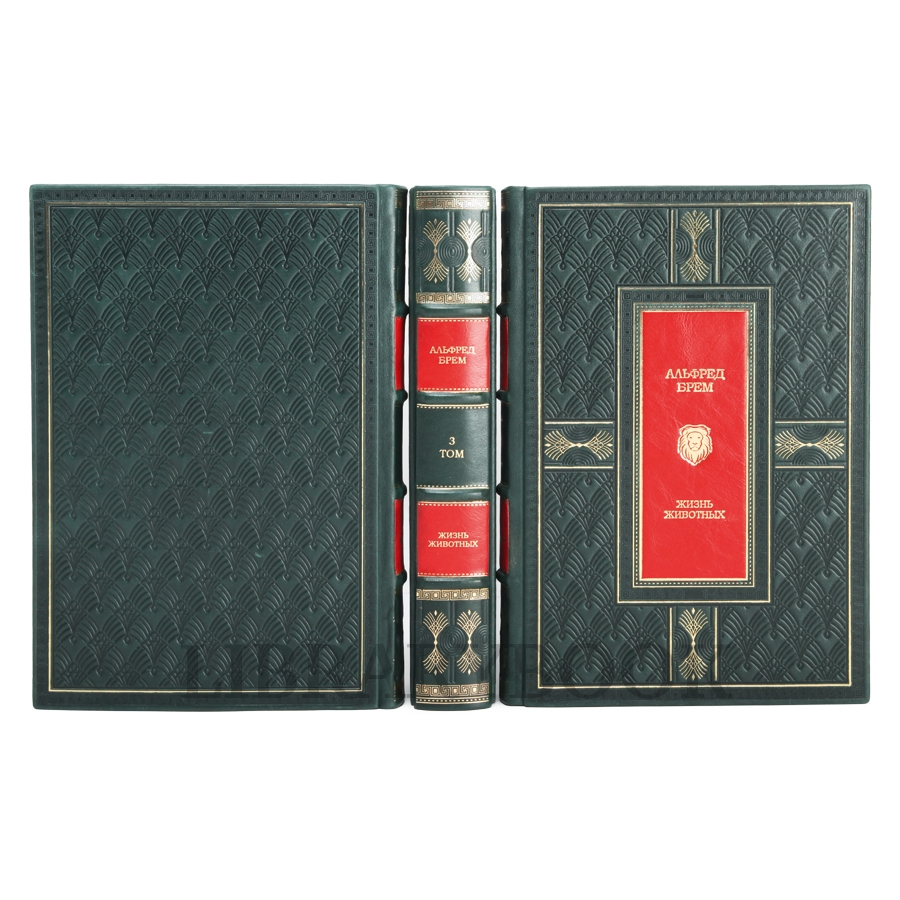 Элитное издание книги Альфред Брэм. Жизнь животных в 3 томах в кожаном переплете