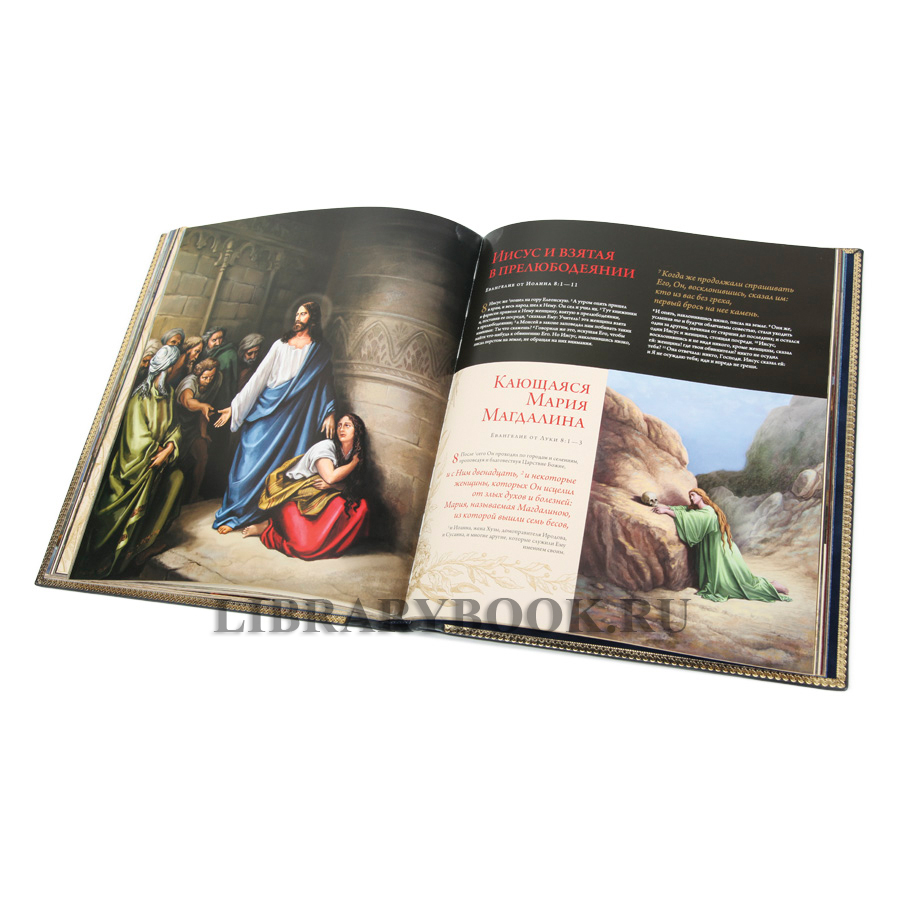 Подарочная книга Библия. Книги Священного Писания Ветхого и Нового Завета. С полным циклом иллюстраций Гюстава Доре в кожаном переплете